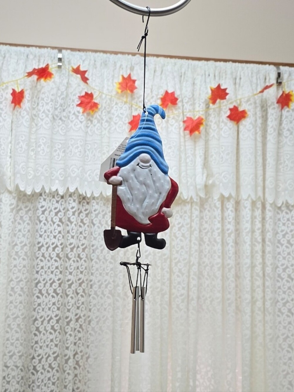 NWT Gnome Wind Chime Small Metal Outdoor Rustic Garden Trend Decor Whimsigoth